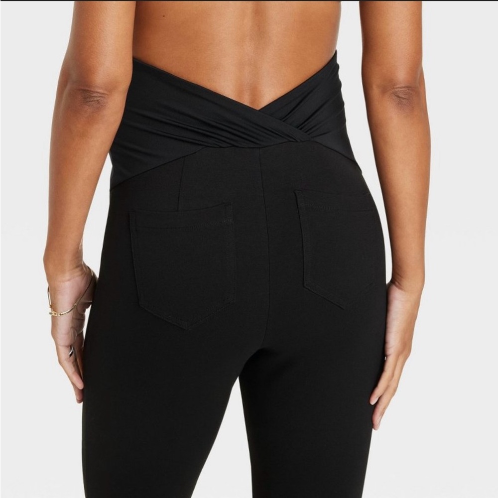 Over Belly Split Front Ponte Maternity Pants - Is… - image 2
